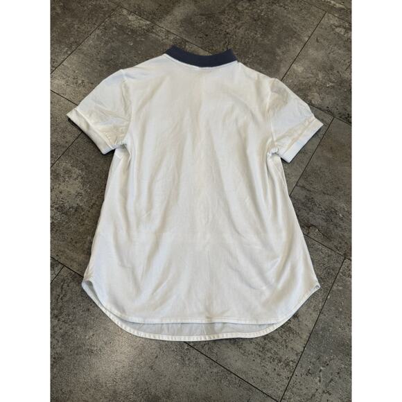 Peserico Tricot Poplin Short Sleeve White Shirt Blue Collar 42 US Medium Ribbed - Picture 9 of 11